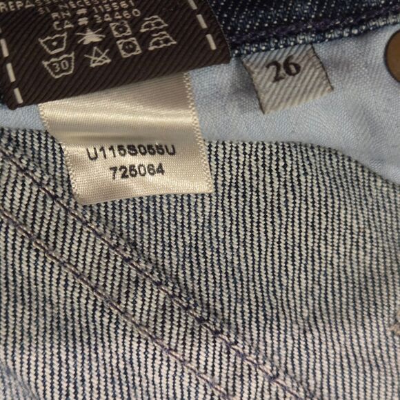 7 For All Mankind Dojo Jean Wide Leg Women's Size 26 Distressed Grunge 7FAM - Picture 6 of 11